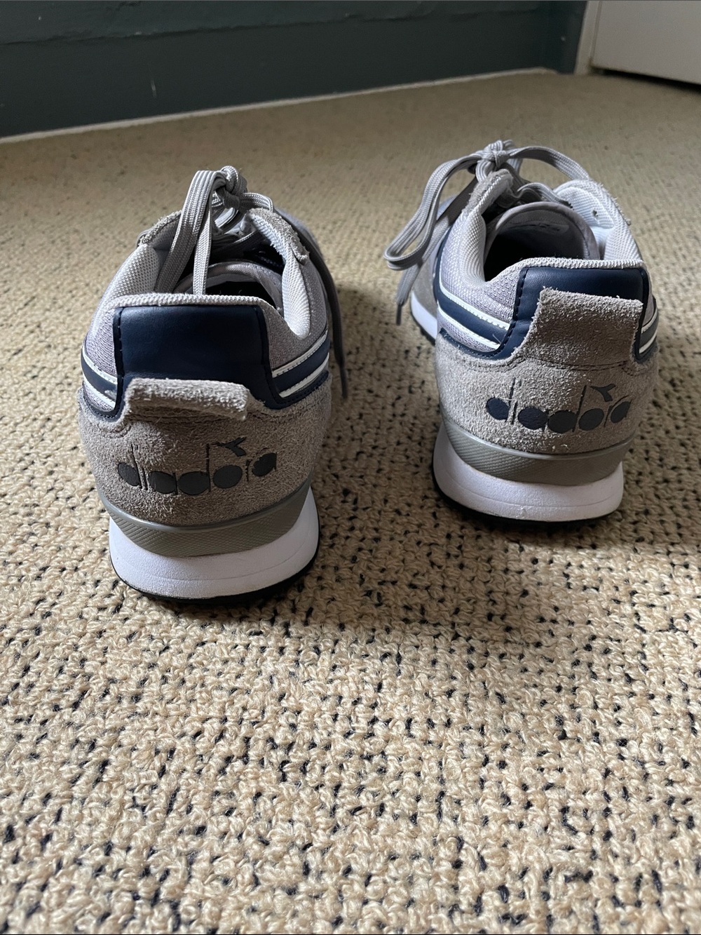 Diadora Men’s Beige Suede Sneakers with Navy Accents